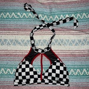 Hamade Activewear black and white checkered pole dancing halter top